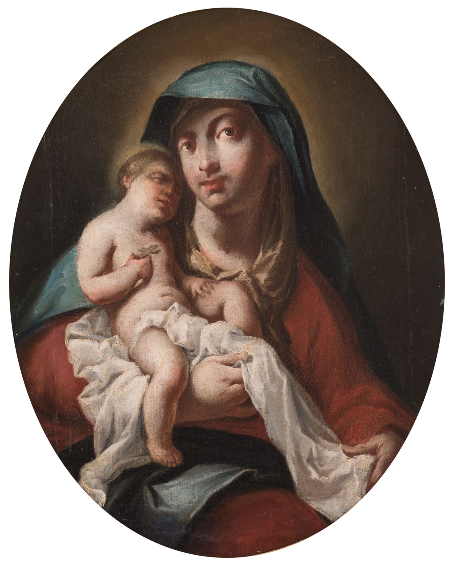 No visible signature, Madonna with child, possibly Italian, 17thC, oil on canvas, 49,5 x 63,5 cm, ex