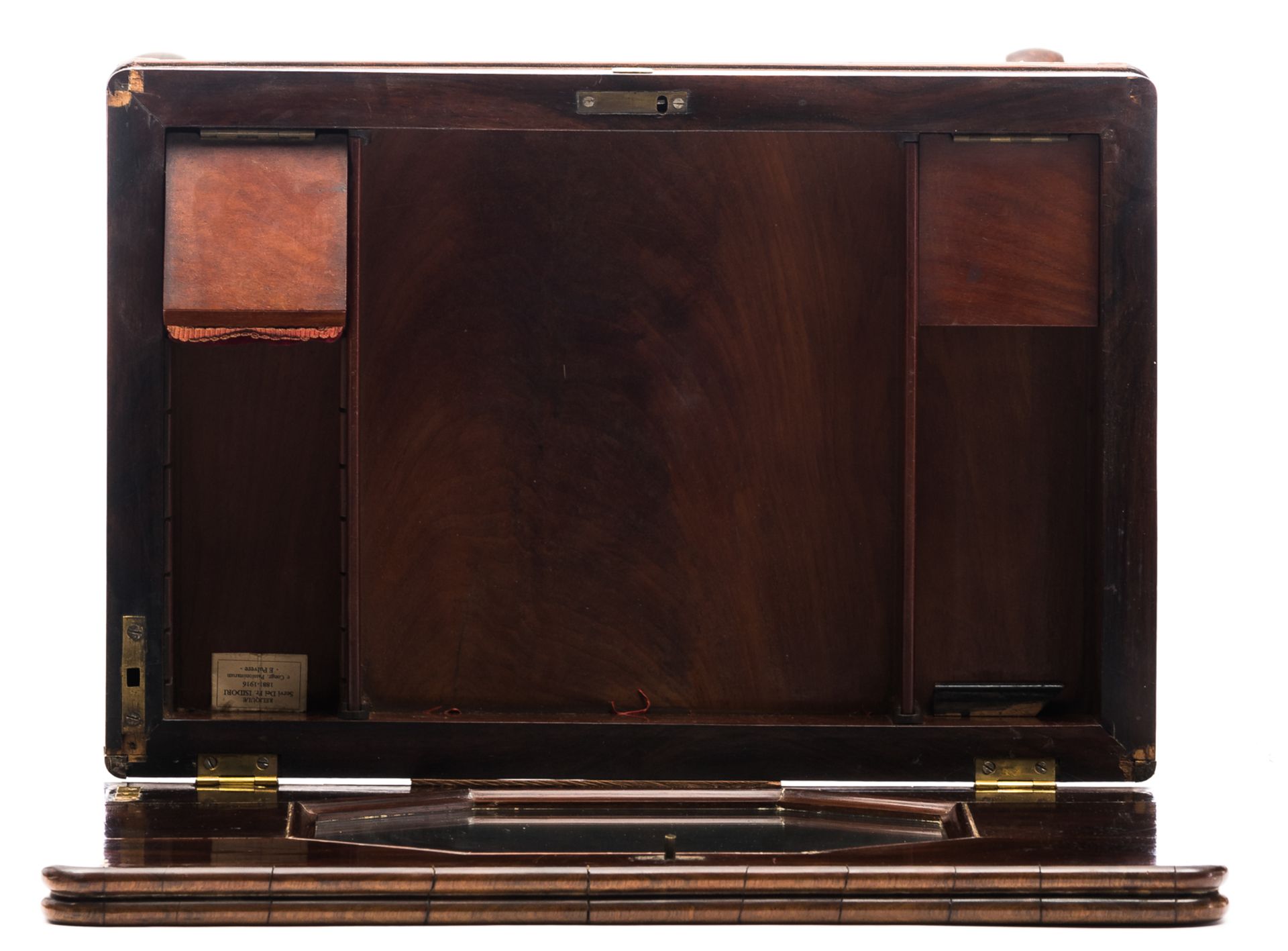A rosewood veneered Biedermeier lady's needle working table, with bone escutcheons, inside the top w - Bild 7 aus 10