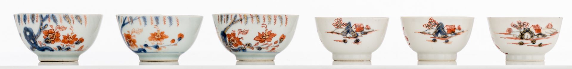 A lot of four sets of Chinese Imari porcelain cups and saucers, 18thC, H 3,5 - 7,9 - ø 11 - 13,8 cm - Bild 18 aus 33