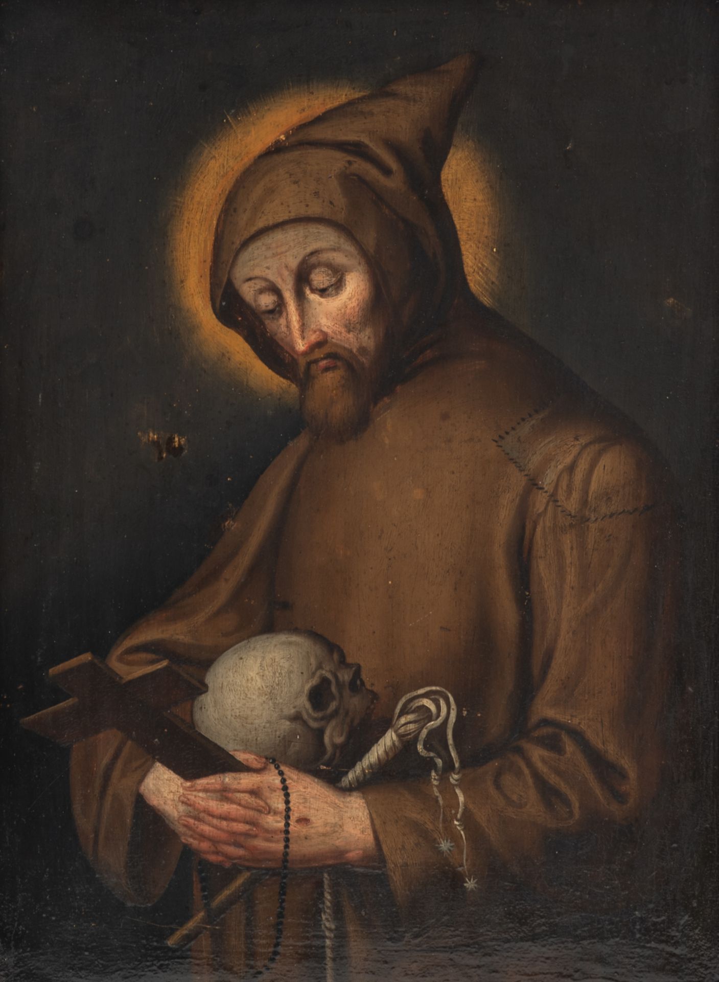 Unsigned, Saint Francis, oil on panel, early 17thC, 29,5 x 40 cm