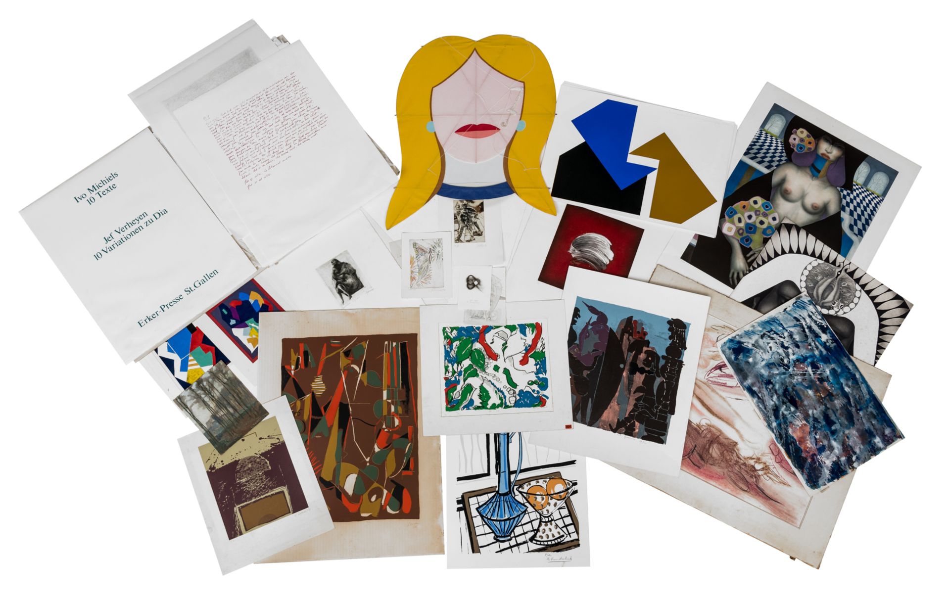 A lot of various special art editions containing graphic work by Belgian artists: Mees G., Naessens