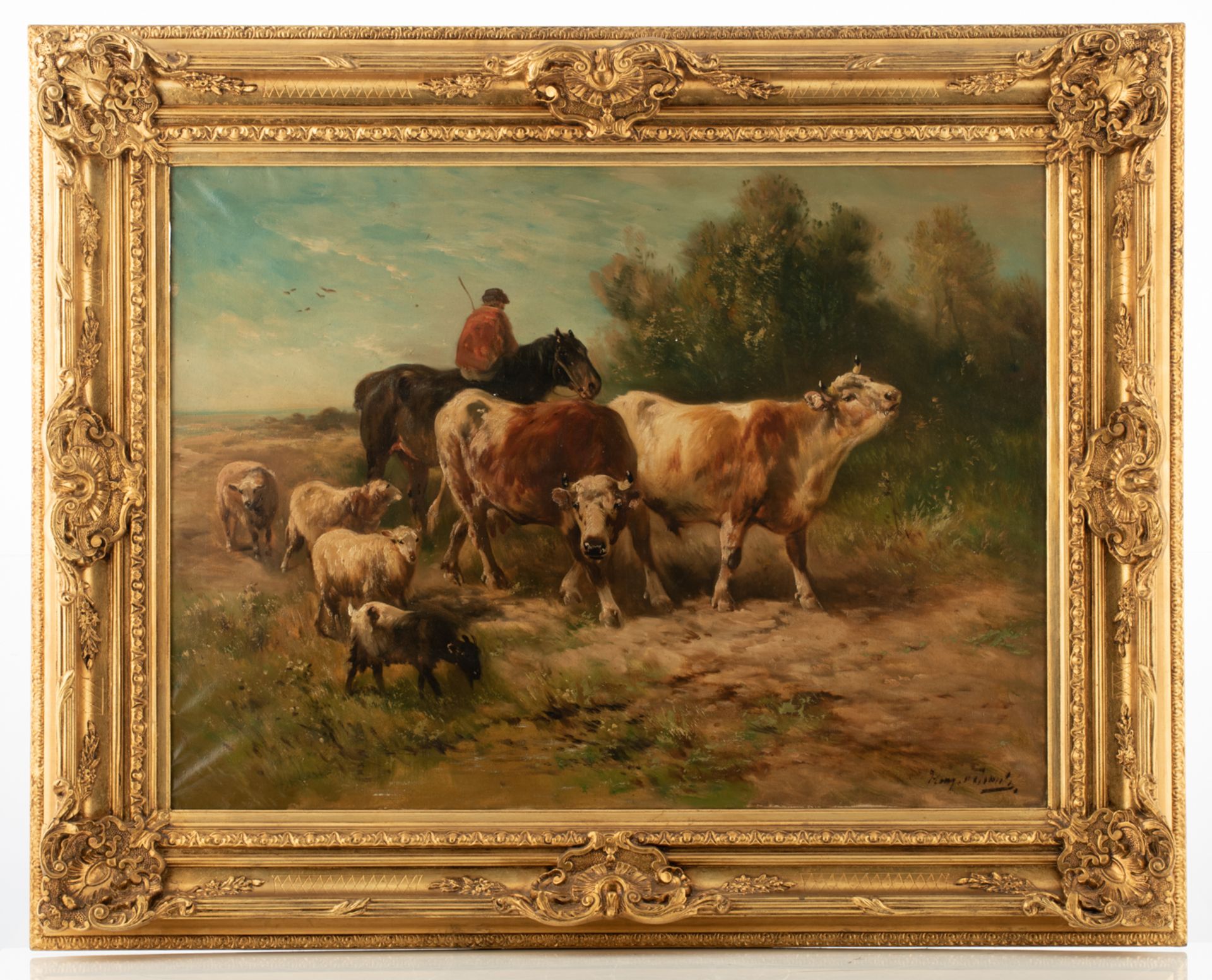 Schouten H., a shepherd with his cattle, oil on canvas, 75 x 100 cm - Bild 2 aus 4