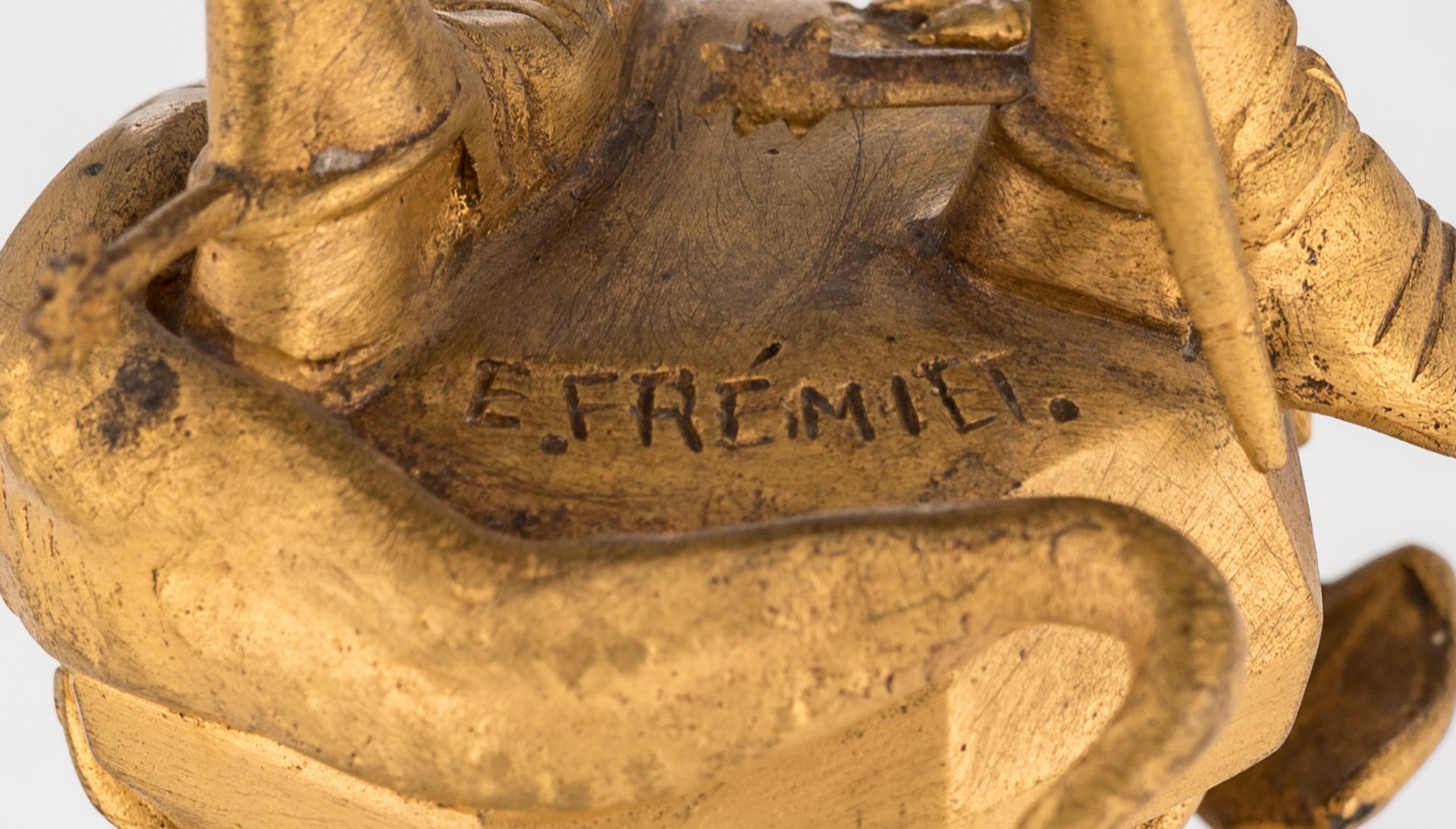 Freinet E. F., Saint George and the dragon, gilt bronze, cast by F. Barbédienne Fondeur - Paris, on - Bild 8 aus 8