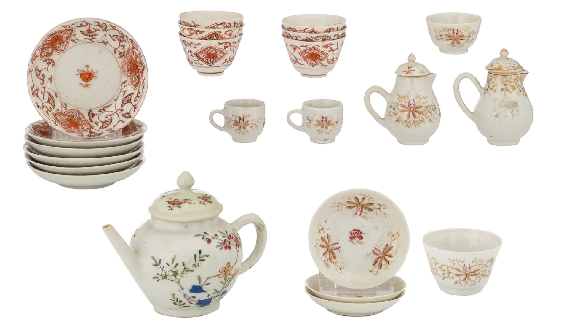 A lot of Chinese porcelain tableware, later 18thC and 19thC, H 3,2 - 11 cm