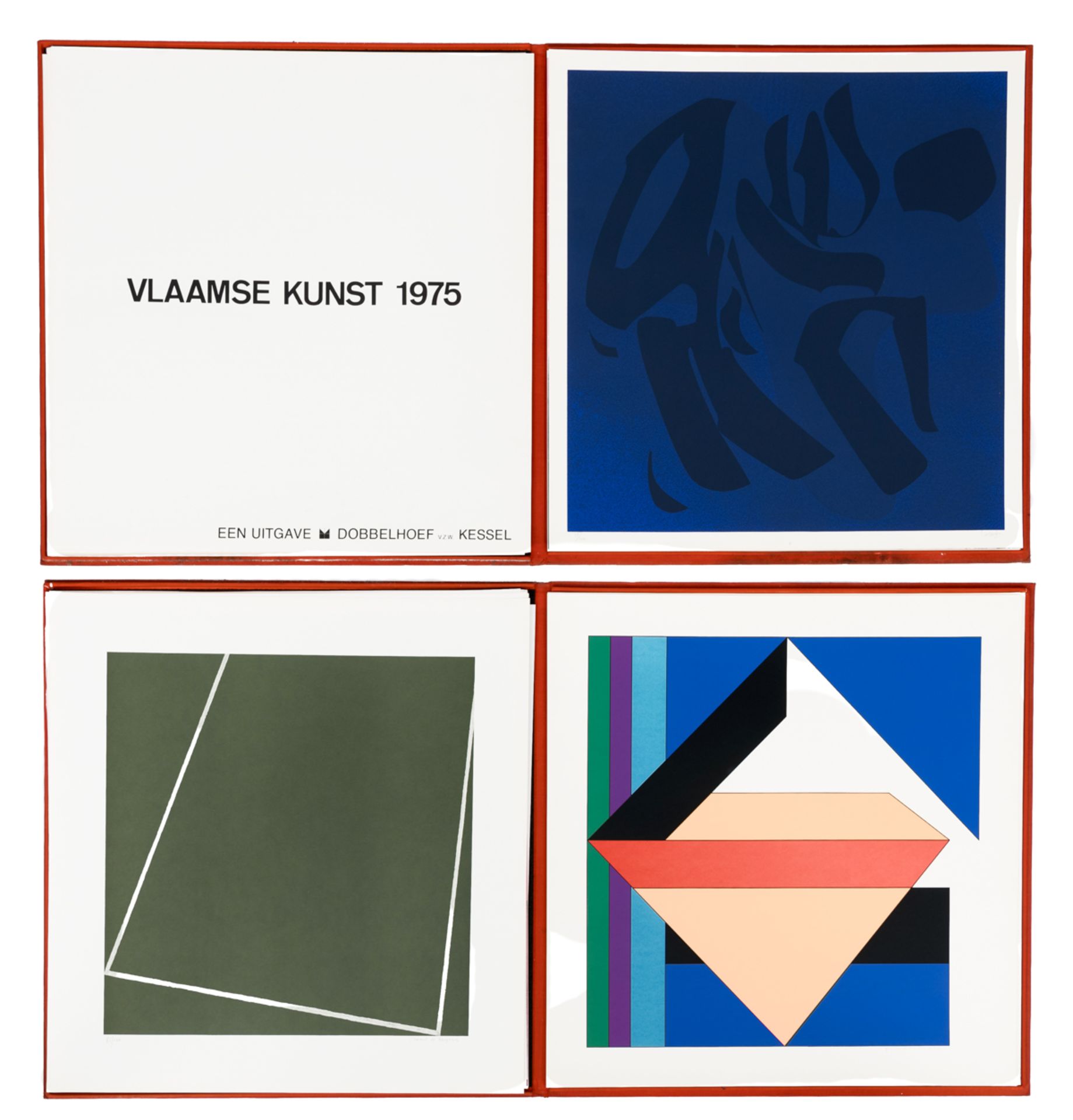 A lot of two special art editions of 'Vlaamse kunst 1975' containing graphic work by Belgian artists