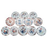 A lot of various Chinese floral decorated famille rose and Imari dishes, 18thC, ø 22 - 25,5 cm