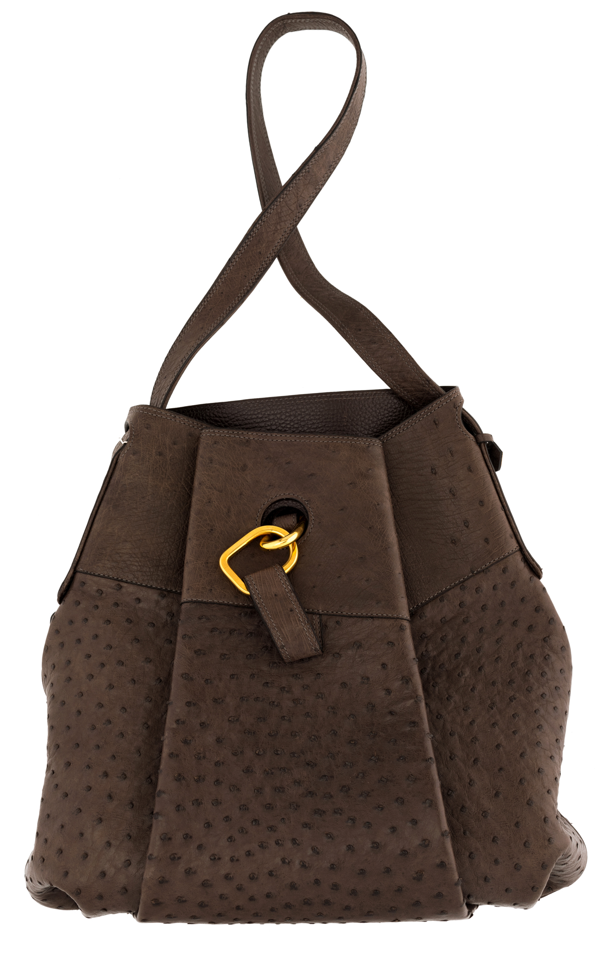 A Delvaux ostrich leader handbag, H 34 cm
