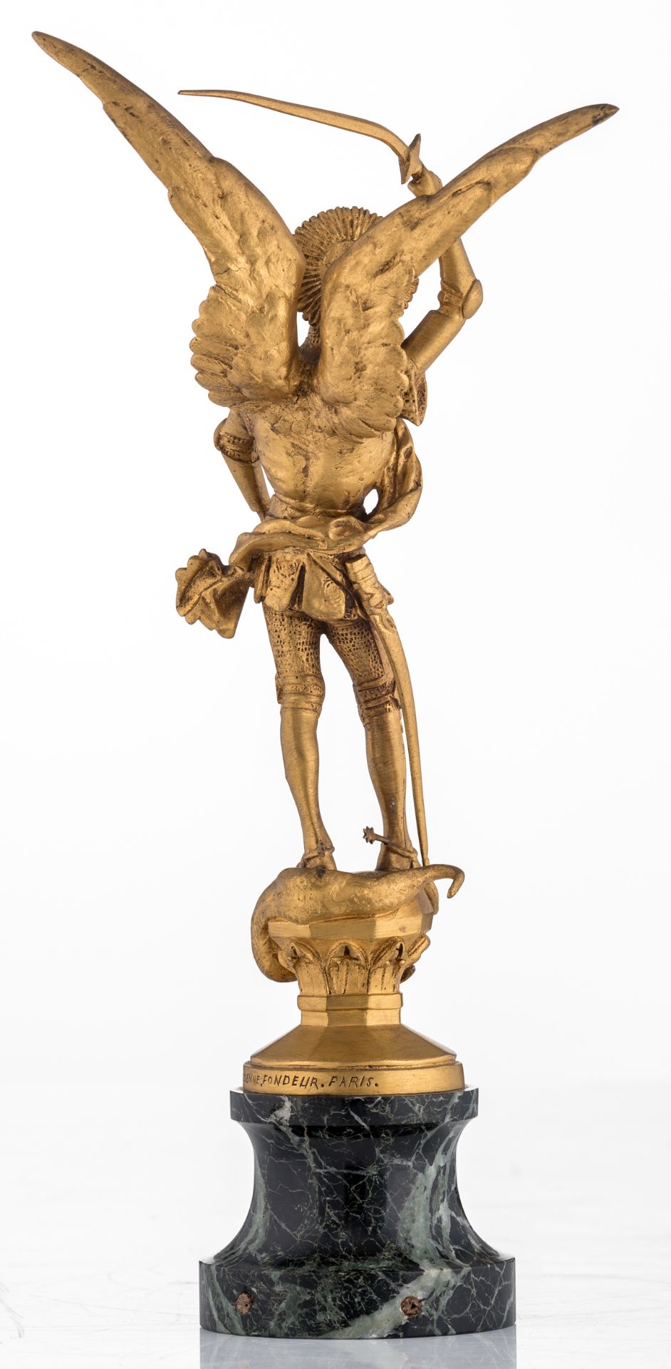 Freinet E. F., Saint George and the dragon, gilt bronze, cast by F. Barbédienne Fondeur - Paris, on - Bild 3 aus 8