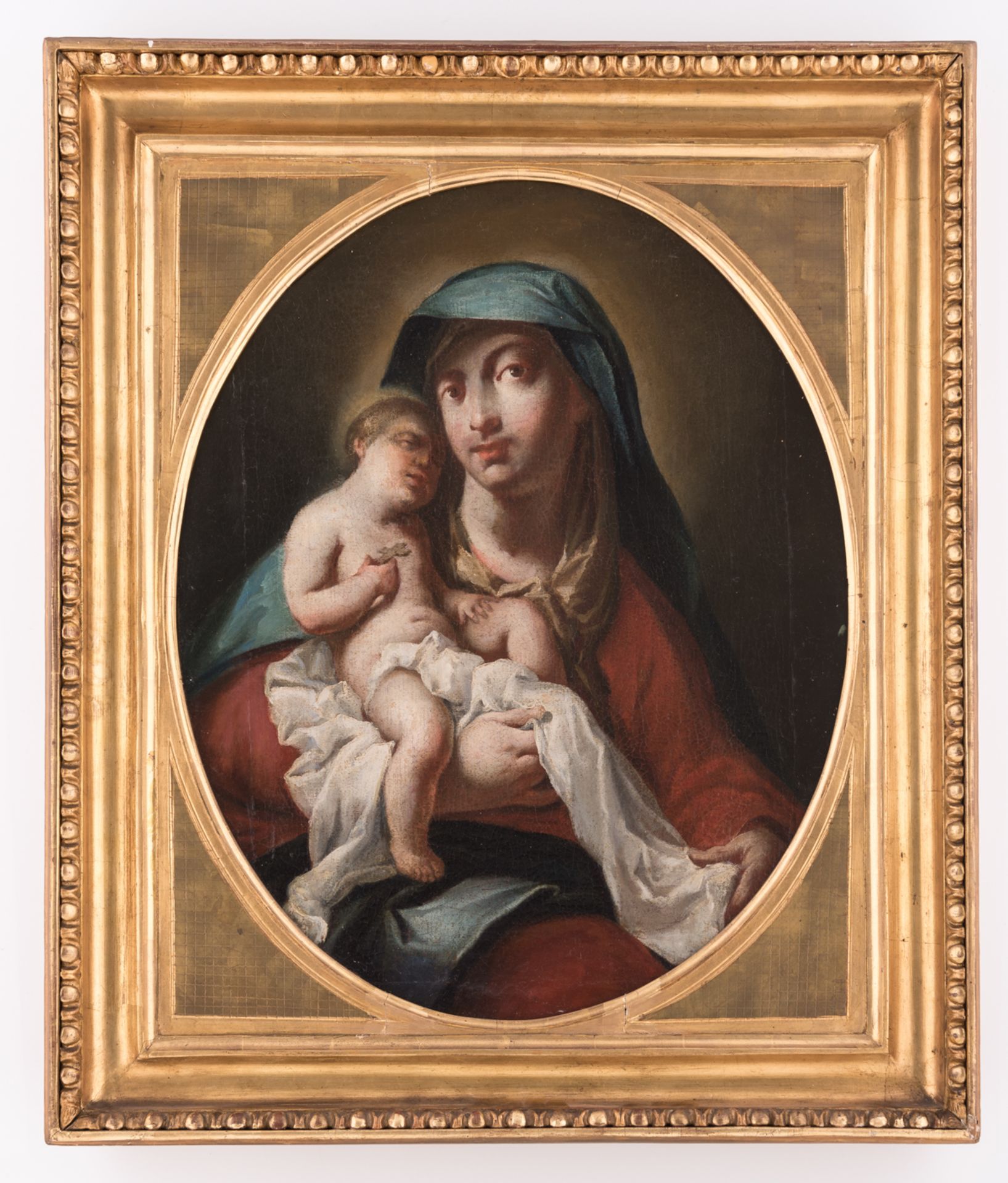 No visible signature, Madonna with child, possibly Italian, 17thC, oil on canvas, 49,5 x 63,5 cm, ex - Bild 2 aus 5