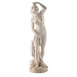 No visible signature, Venus bathing, white Carrara marble, H 152 cm