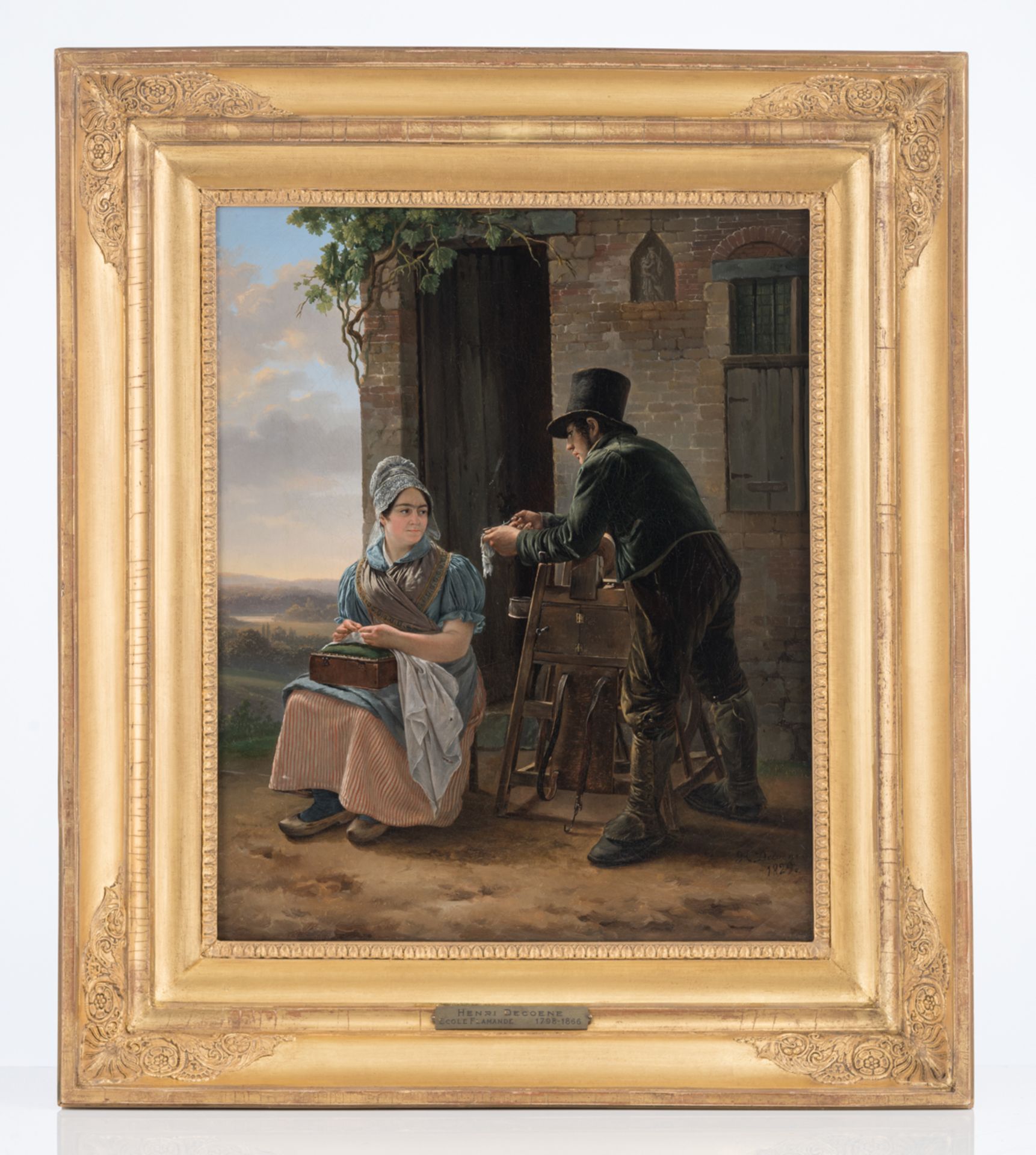 Decoene H., animated scene at the countryside, dated 1829, oil on canvas, 39 x 47 cm - Bild 2 aus 5