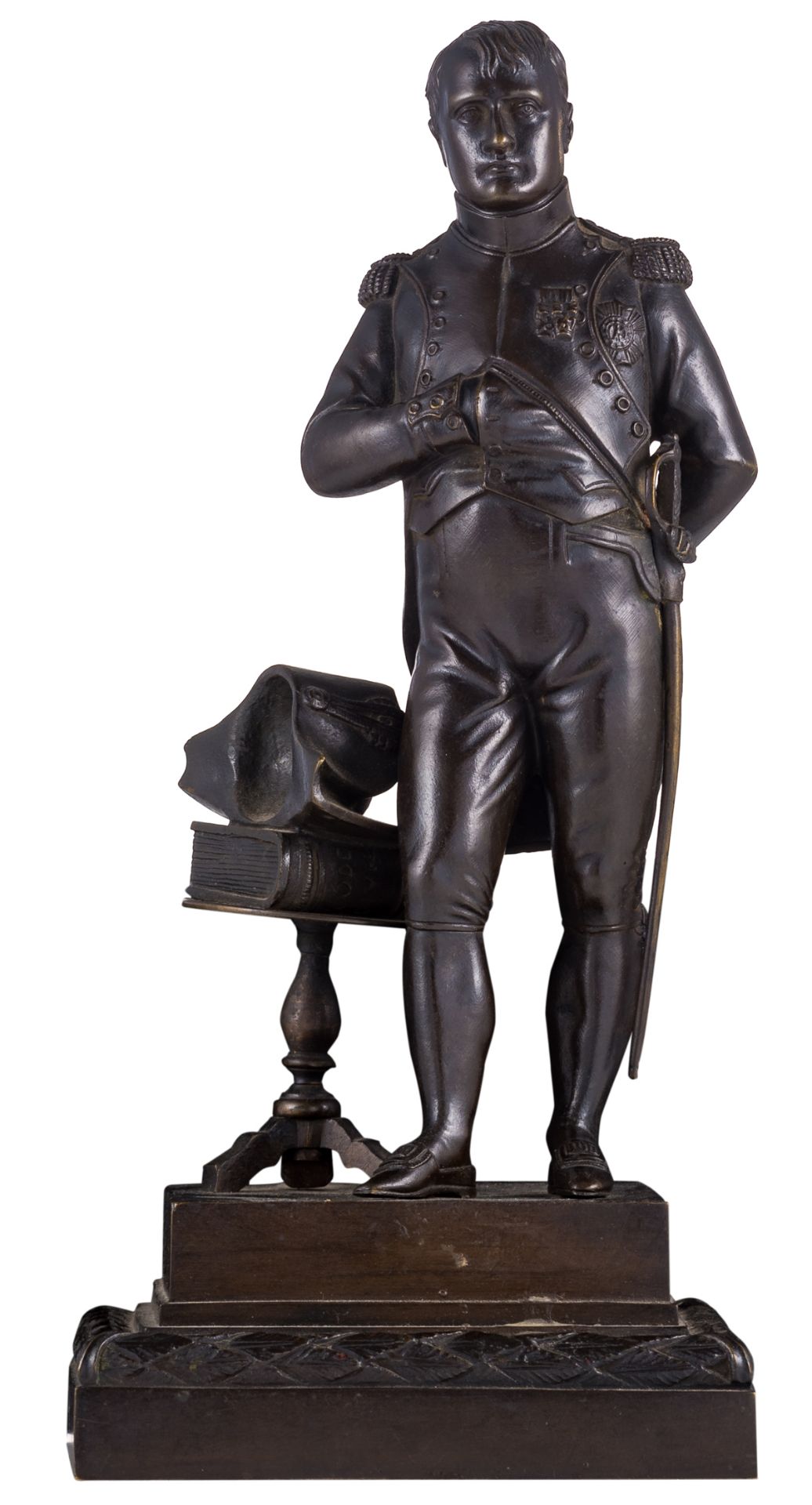 No visible signature, Napoleon, patinated bronze, H 30 cm