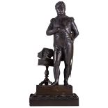 No visible signature, Napoleon, patinated bronze, H 30 cm