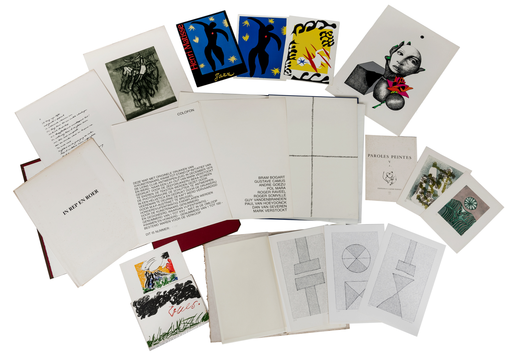 A lot of special art editions containing graphic work by Belgian and international artists: Wyckaert