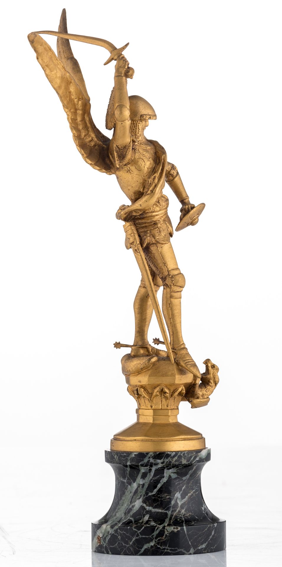Freinet E. F., Saint George and the dragon, gilt bronze, cast by F. Barbédienne Fondeur - Paris, on - Bild 4 aus 8