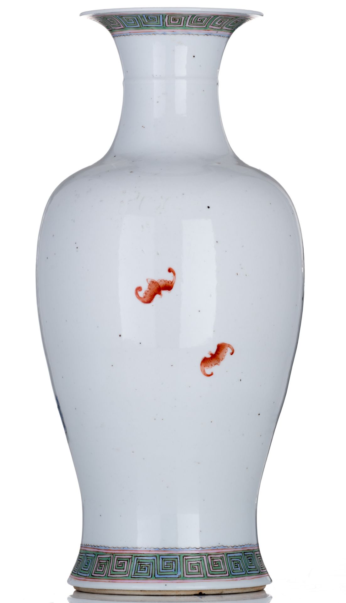 A Chinese famille rose baluster shaped vase, decorated with an animated scene, Guangxu marked and pe - Image 3 of 6