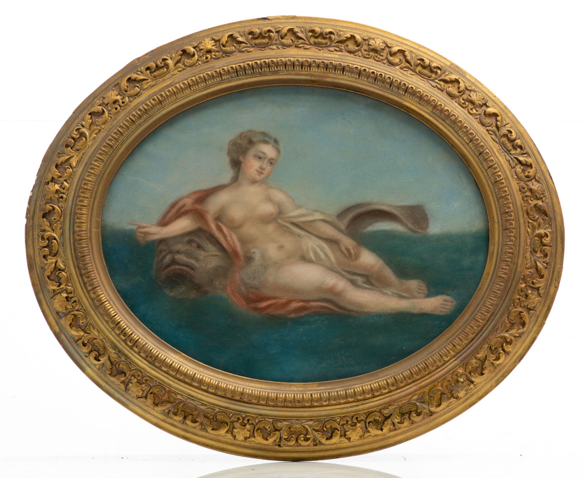 No visible signature, ( after Janinet J. F.), Aphrodite, pastel, in the 18thC manner, 30 x 38 cm - Bild 2 aus 5
