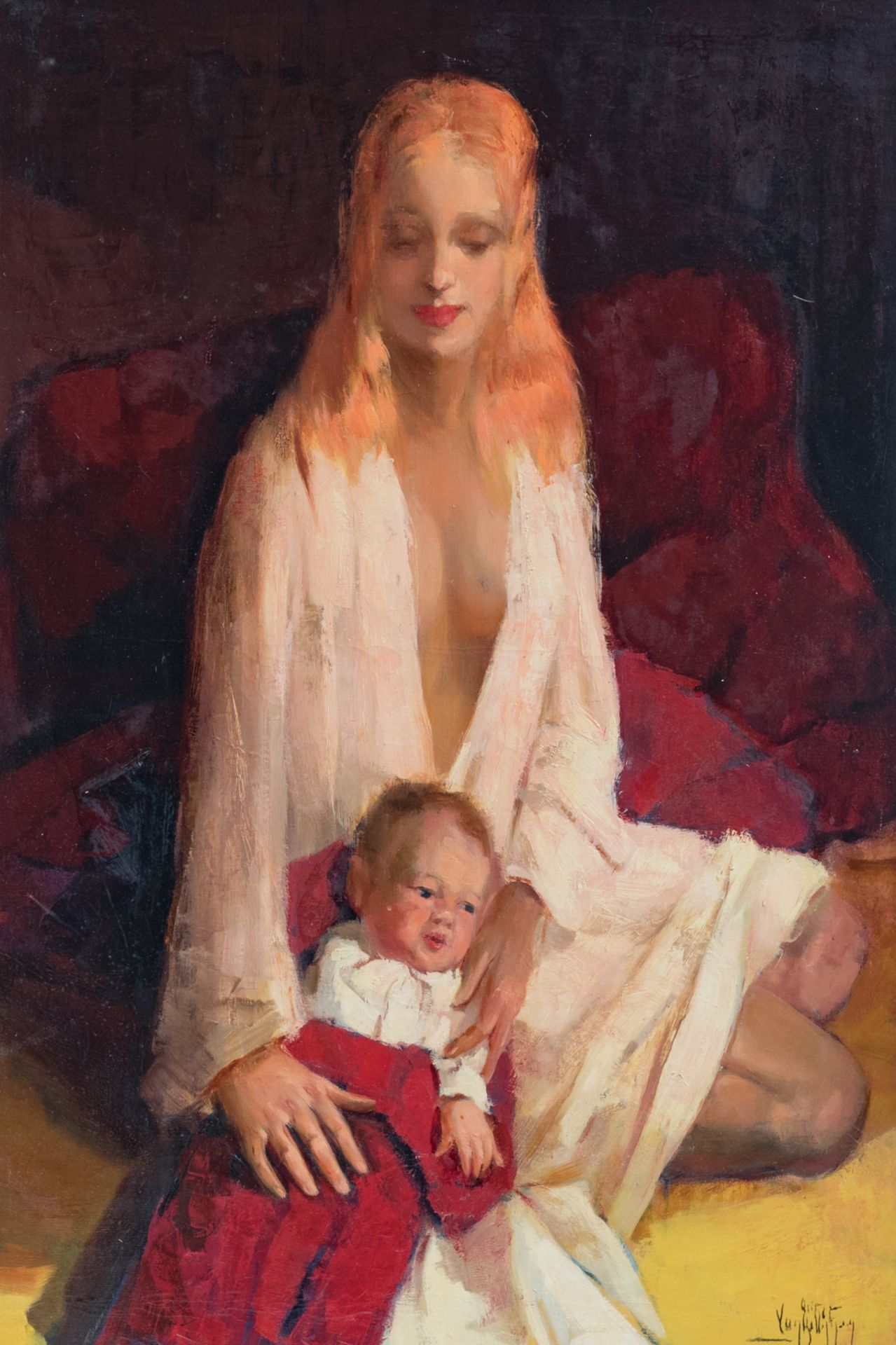 Van Belleghem A., mother and child, oil on canvas, 66,5 x 96 cm Is possibly subject of the SABAM leg