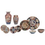 A lot of various Japanese Arita Imari items, consisting of two vases, one large plate, one small pla