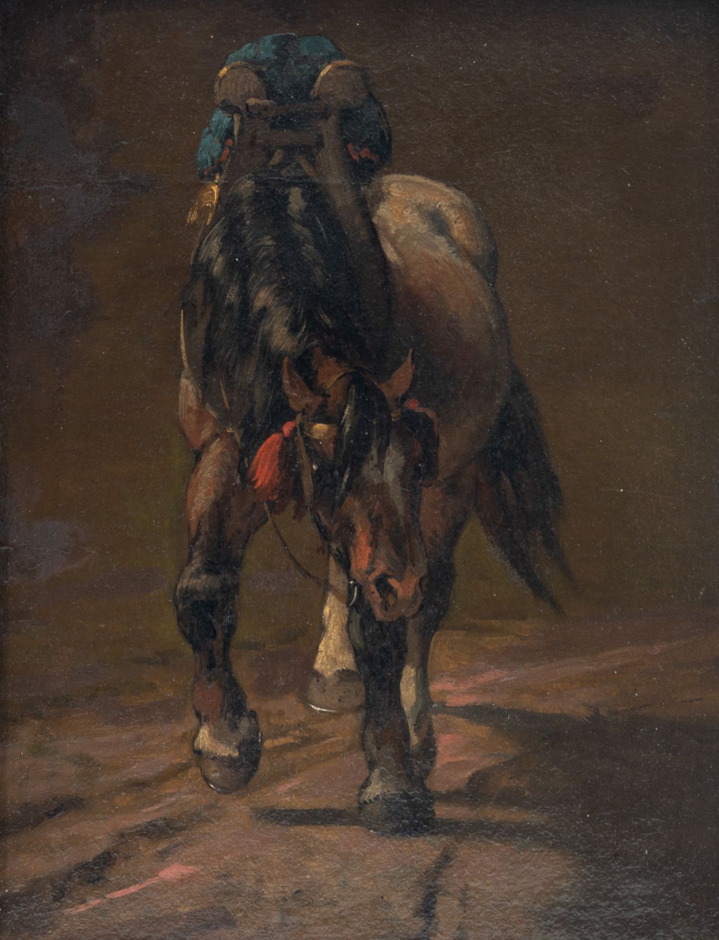 No visible signature (attributed to De Pratere Ed.), a horse, oil on board, 30 x 38,5 cm