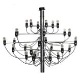 A design chandelier by Gino Sarfatti, model 2097/30, Italy, chrome plated steel with bakelite socket