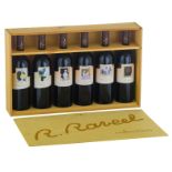 A wooden wine box, containing six French red wines ('99 - '00), as a part of the 'Roger Raveel