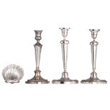 A pair of Belgian neoclassical silver candlesticks, one hallmarked Brussels and the other hallmarked