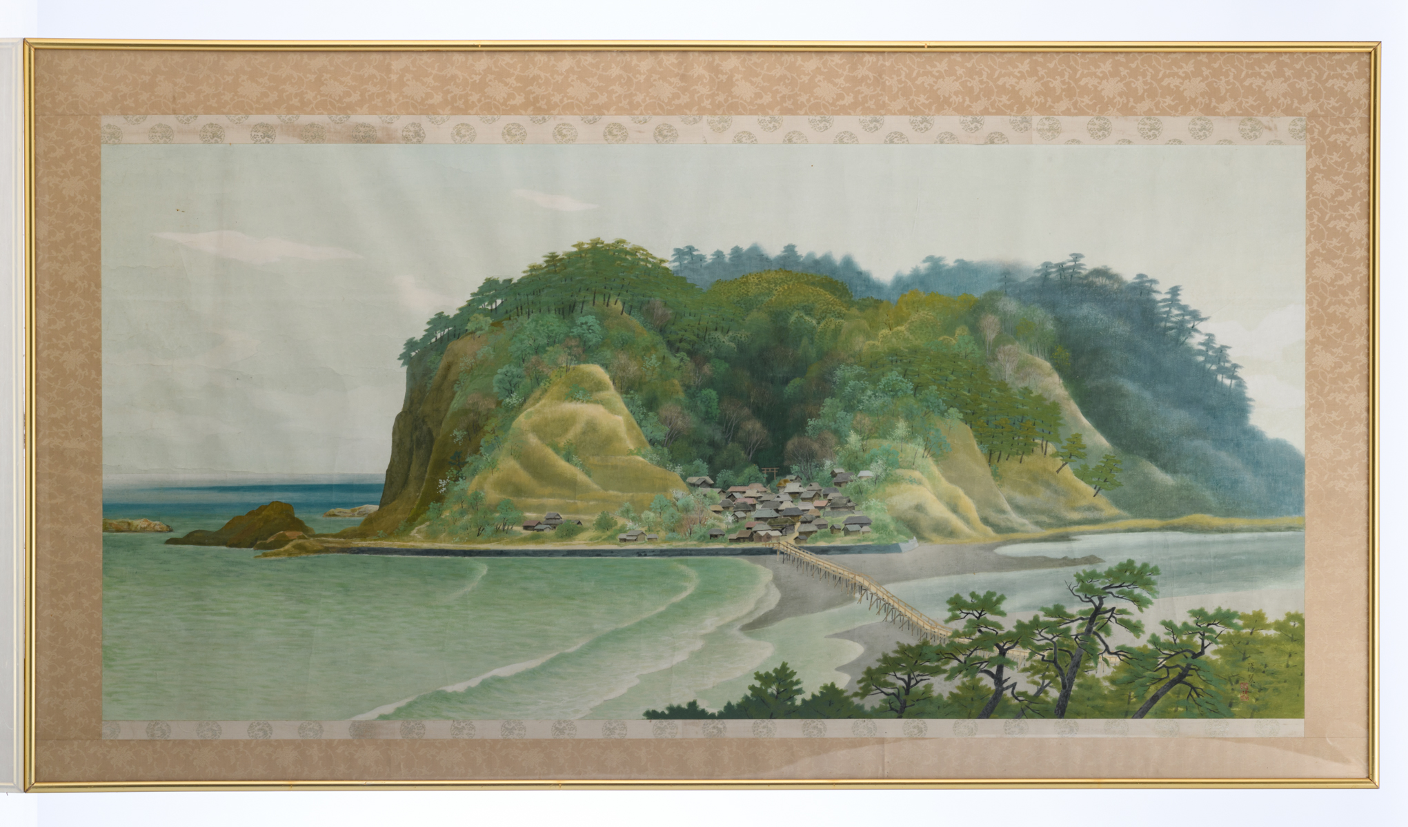 Mizuno Yosui, (the pupil of the famous master Kawai Gyokudo), the view of Enoshima, watercolor on - Image 3 of 5