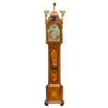 A Dutch longcase clock with floral marquetry, the case 18thC, H 270 - W 47 - D 28 cm