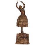 Chiparus D.H., la danse, a patinated bronze sculpture on an onyx base, H 47 cm