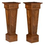 A fine pair of marquetry pedestals by David Linley, signed, H 110 - W 39 - D 39 cm