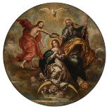 No visible signature, Madonna on the crescent moon, medallion, late 17th/18thC, oil on panel, ø 28,5