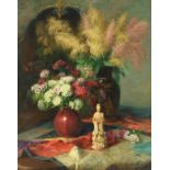 Stappers J., a flower still life with a guanyin, oil on panel, 80 x 100 cm Is possibly subject of