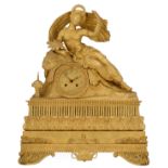 A gilt bronze mantel clock with an Oriental beauty 'Sultana' accompanied by an incense burner,