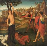 No visible signature (Gilleman L.), Saint Sebastian, after Memling H., oil on panel, 67,5 x 69,5 cm