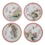 A lot of four Chinese Republic display dishes, decorated with the four seasons, ø 23,5 cm