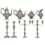 A four part coffee and tea set with Renaissance Revival elements, Luis Espines, 916/000; added two