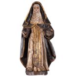A polychrome oak sculpture depicting Saint Theresia, 19thC, 86,5 cm