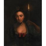 No visible signature, the portrait of a girl with a candle, in the De La Tour manner, 19thC, oil