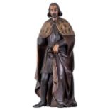 A Gothic Revival wooden sculpture of a nobleman, H 85 cm