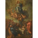 No visible signature, the Assumption of the Virgin Mary, 18thC, oil on canvas, 47,5 x 65 cm