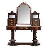 A Victorian burl and rosewood veneered Duchess dressing table, second half 19thC, H 176 - W 137 -