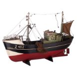 The ship model of the Zeebrugge 'Z452' trawler, baptised 'Rembrandt ', H 53,5 cm