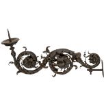 An exceptional wrought iron applique in Renaissance Revival, early 20thC, H 40 - L 75 cm