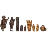 A lot of religious sculptures and related items, angels etc. in various types of wood, H 19 - 48,5