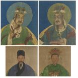 Four fragments of ancestral portraits, 19thC, 27 - 33,5 x 29 - 40,5 cm