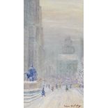 Berthelsen J., a city view in winter (The William Tecumseh Sherman Memorial - New York - Grand