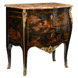 A Louis XV 'demi-commode' or 'commode de réligieuse', with a vernis Martin lacquered chinoiserie