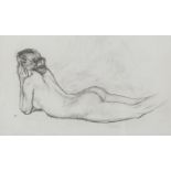 Monogrammed V.R. (Theo Van Rysselberghe), a female nude, charcoal drawing, 38 x 65 cm Is possibly