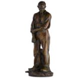 Dalou A., 'Paysan', marked 'Editeur Susse Frères', patinated bronze, H 77 cm